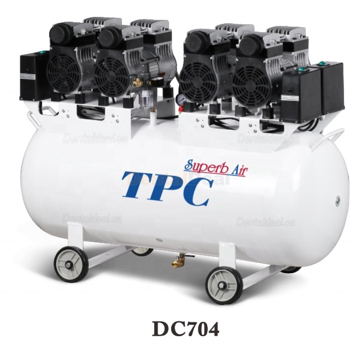 TPC DC701/702/703/704 Dental Lab Silent Oilless Air Compressor with 32-120L Tank